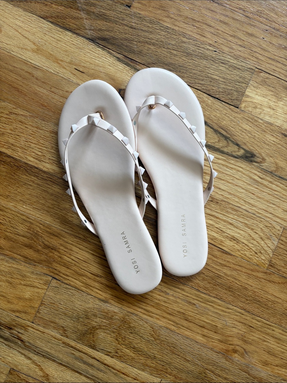 Yosi Samra Blush Pink Studded Thong Sandals